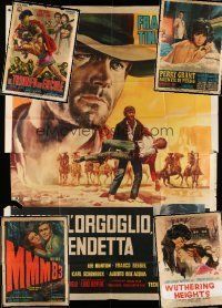 3a033 LOT OF 5 FOLDED ITALIAN TWO-PANELS '60s-70s spies, spaghetti westerns & more, cool art!