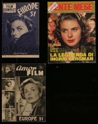3a157 LOT OF 3 NON-U.S. MOVIE MAGAZINES WITH INGRID BERGMAN COVERS '50s-80s great images & info!