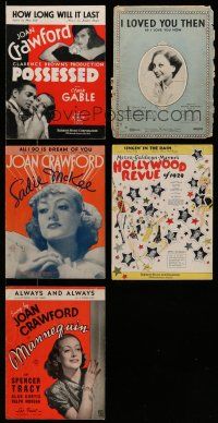 3a022 LOT OF 5 JOAN CRAWFORD MOVIES SHEET MUSIC '20s-40s 1929's Singin' in the Rain & more!