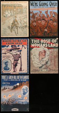 3a003 LOT OF 5 WORLD WAR I SOLDIER 11x14 SHEET MUSIC '10s Long Boy, We're Going Over & more!