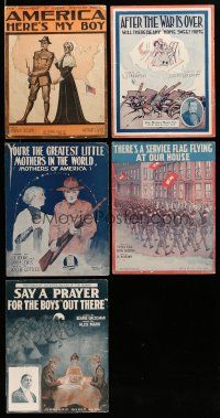3a004 LOT OF 5 WORLD WAR I HOME FRONT 11x14 SHEET MUSIC '10s America Here's My Boy,After War is Over