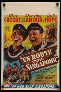 3b809 ROAD TO SINGAPORE Belgian '47 great close-up art of Bing Crosby & Bob Hope singing!