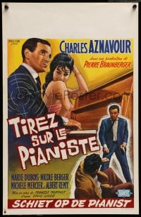 3b817 SHOOT THE PIANO PLAYER Belgian '60 Francois Truffaut's Tirez sur le pianiste, cool art!