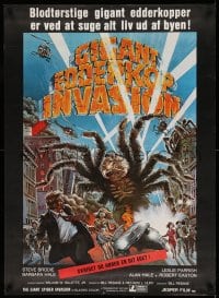 3b187 GIANT SPIDER INVASION Danish '79 art of really big bug terrorizing city by Musso!