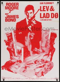 3b208 LIVE & LET DIE Danish R80s art of Roger Moore as James Bond by Robert McGinnis!