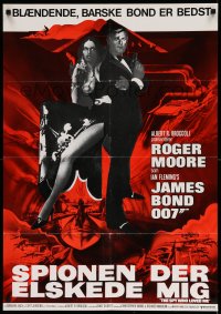 3b215 SPY WHO LOVED ME Danish R80s great art of Roger Moore as James Bond 007 by Bob Peak!