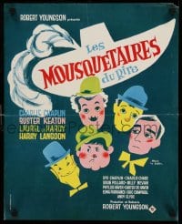 3b058 30 YEARS OF FUN French 17x21 '63 art of Chase, Keaton, Laurel & Hardy by Helene le Breton!