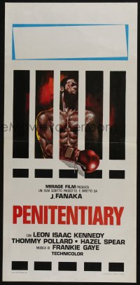 3b018 PENITENTIARY Italian locandina '81 boxer Leon Isaac Kennedy, wild prison art!