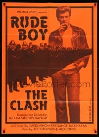 3b009 RUDE BOY Swiss '80 The Clash, cool different image of Mick Jones & police, orange design!