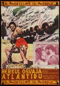 3b377 HERCULES & THE CAPTIVE WOMEN Yugoslavian 19x28 '63 strongman Reg Park pulling chain!