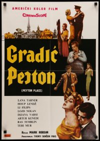 3b406 PEYTON PLACE Yugoslavian 19x27 '58 Turner, novel about small town life by Grace Metalious!