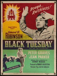 3c347 BLACK TUESDAY 30x40 '55 most ruthless Edward G. Robinson, Jean Parker, electric chair art!