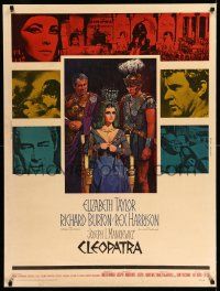 3c357 CLEOPATRA 30x40 '64 Elizabeth Taylor, Richard Burton, Rex Harrison, Howard Terpning art!