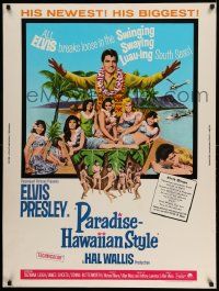 3c403 PARADISE - HAWAIIAN STYLE 30x40 '66 Elvis Presley on the beach with sexy tropical babes!