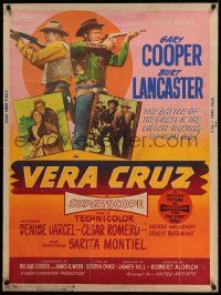 3c443 VERA CRUZ style Y 30x40 '55 great images of cowboys Gary Cooper & Burt Lancaster!