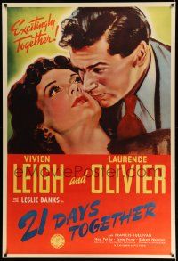 3c109 21 DAYS TOGETHER 40x60 '40 art of Vivien Leigh who loves possible murderer Laurence Olivier