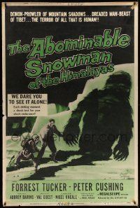 3c111 ABOMINABLE SNOWMAN OF THE HIMALAYAS 40x60 '57 Peter Cushing, the dreaded man-beast of Tibet!