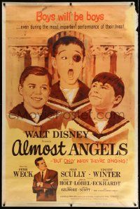 3c113 ALMOST ANGELS 40x60 '62 Disney, boys will be boys, but only angels when they're singing!