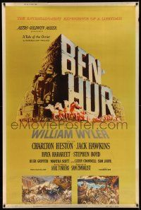 3c118 BEN-HUR style Y 40x60 '60 William Wyler classic religious epic, chariot art by Joseph Smith!