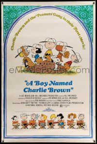 3c123 BOY NAMED CHARLIE BROWN 40x60 '70 baseball art of Snoopy & the Peanuts by Charles M. Schulz!
