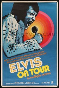 3c146 ELVIS ON TOUR 40x60 '72 cool full-length image of Elvis Presley singing into microphone!