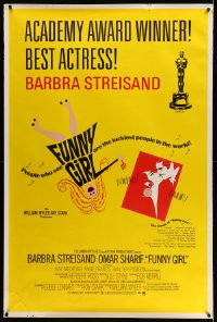 3c153 FUNNY GIRL awards 40x60 '69 Barbra Streisand, Omar Sharif, William Wyler!