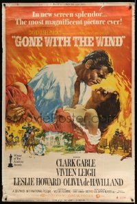 3c159 GONE WITH THE WIND 40x60 R68 romantic art of Clark Gable & Vivien Leigh by Howard Terpning!