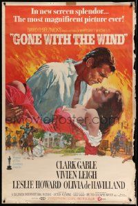 3c160 GONE WITH THE WIND 40x60 R70 romantic art of Clark Gable & Vivien Leigh by Howard Terpning!