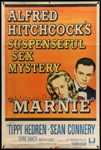 3c193 MARNIE style Z 40x60 '64 Sean Connery & Tippi Hedren in Hitchcock's suspenseful sex mystery!