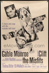 3c195 MISFITS style Y 40x60 '61 Marilyn Monroe, Clark Gable, Montgomery Clift, John Huston, rare!