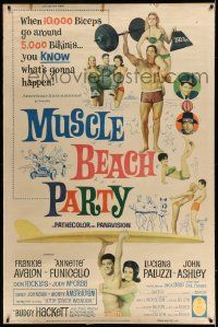 3c198 MUSCLE BEACH PARTY 40x60 '64 Frankie & Annette, 10,000 biceps & 5,000 bikinis!