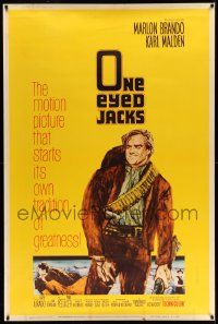 3c201 ONE EYED JACKS 40x60 '61 great artwork of star & director Marlon Brando with gun & bandolier
