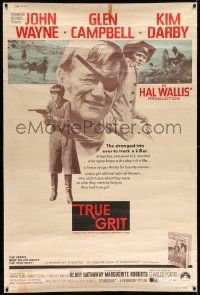 3c242 TRUE GRIT 40x60 '69 John Wayne as Rooster Cogburn, Kim Darby, Glen Campbell