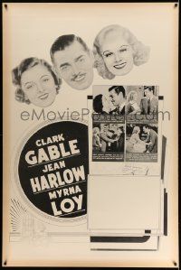 3c244 WIFE VERSUS SECRETARY 40x60 '36 great headshots of Clark Gable, Jean Harlow & Myrna Loy!