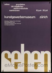 3c057 SEHEN 36x50 Swiss Art Exhibition '67 cool Ruedi Becker art and title design!