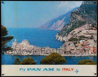 3c063 PAN AM ITALY 35x44 travel poster '60s great image of the Village of Portovenere!