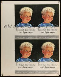 3c060 PROTECT HIS FUTURE uncut sheet of 4 WWII war posters '43 art of young boy by Earl Christy!