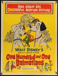 3d157 ONE HUNDRED & ONE DALMATIANS 30x40 '61 most classic Walt Disney canine family cartoon!