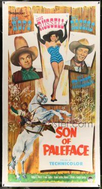 3d350 SON OF PALEFACE linen 3sh '52 Roy Rogers & Trigger, Bob Hope & sexy Jane Russell!