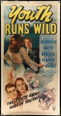 3d357 YOUTH RUNS WILD linen 3sh '44 Bonita Granville, Val Lewton, the truth about modern youth!