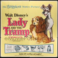 3d037 LADY & THE TRAMP 6sh R62 Walt Disney happiest romantic canine dog classic cartoon!
