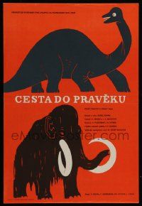 3d164 JOURNEY TO THE BEGINNING OF TIME Czech 12x17 R75 different art of mammoth & brachiosaurus!