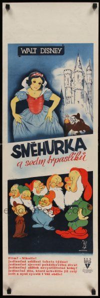 3d179 SNOW WHITE & THE SEVEN DWARFS Czech 12x38 '38 Disney cartoon classic, different Hoffmann art!
