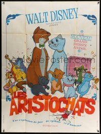 3d050 ARISTOCATS French 1p '71 Walt Disney feline jazz musical cartoon, great animation image!