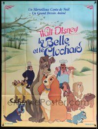 3d052 LADY & THE TRAMP French 1p R70s Disney classic dog cartoon, different cast portrait!