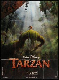 3d056 TARZAN teaser French 1p '99 cool Walt Disney jungle cartoon, cool different far image!