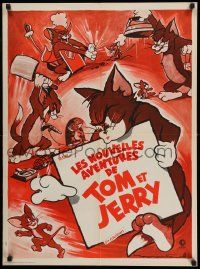 3d191 TOM & JERRY French 23x32 '60s great Soubie art of classic cat & mouse hi-jinks!