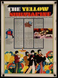 3d165 YELLOW SUBMARINE French 17x23 '68 psychedelic art of Beatles John, Paul, Ringo & George!