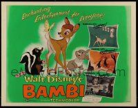3d036 BAMBI 1/2sh R57 Walt Disney cartoon deer classic, great art with Thumper & Flower!