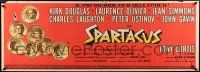 3d256 SPARTACUS Italian 20x55 paper banner '62 art of Kirk Douglas & stars on gold coins, Kubrick!